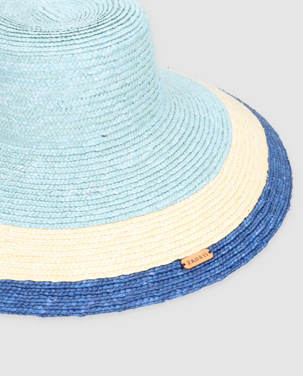 Sombrero Cuchi Sun Stripes — azul, baby blue y blanco