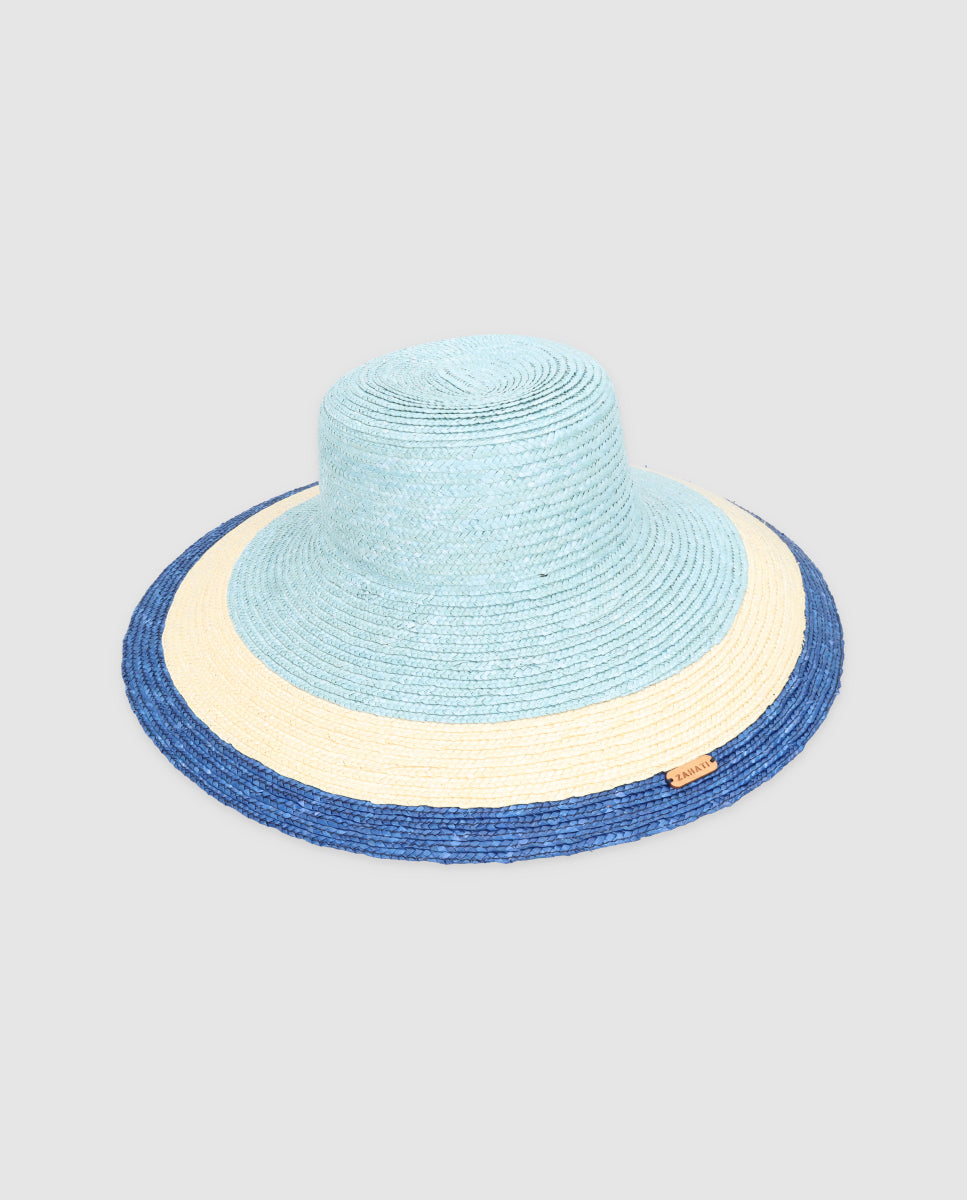 Sombrero Cuchi Sun Stripes — azul, baby blue y blanco