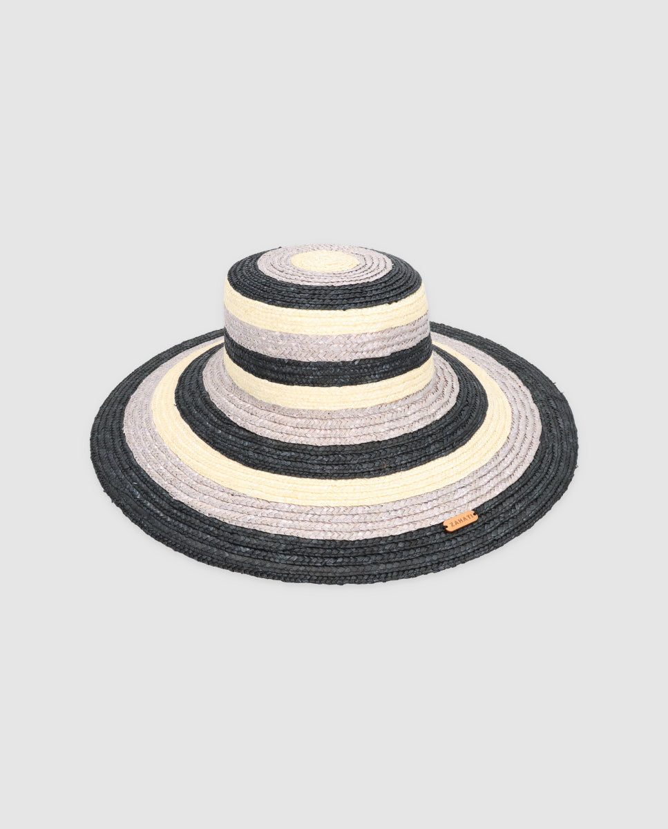 Sombrero Cuchi Sun Stripes — Blanco, gris & negro