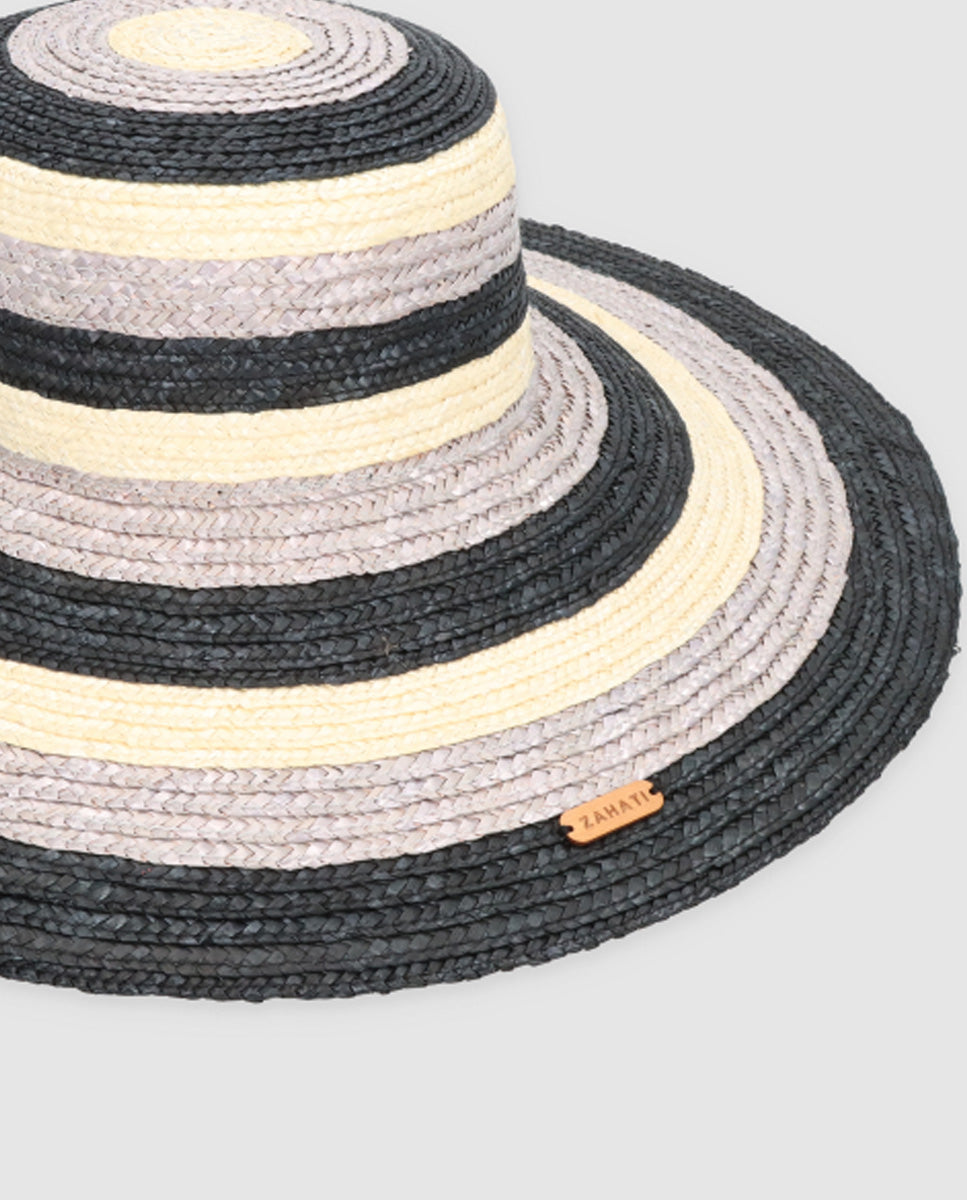 Sombrero Cuchi Sun Stripes — Blanco, gris & negro