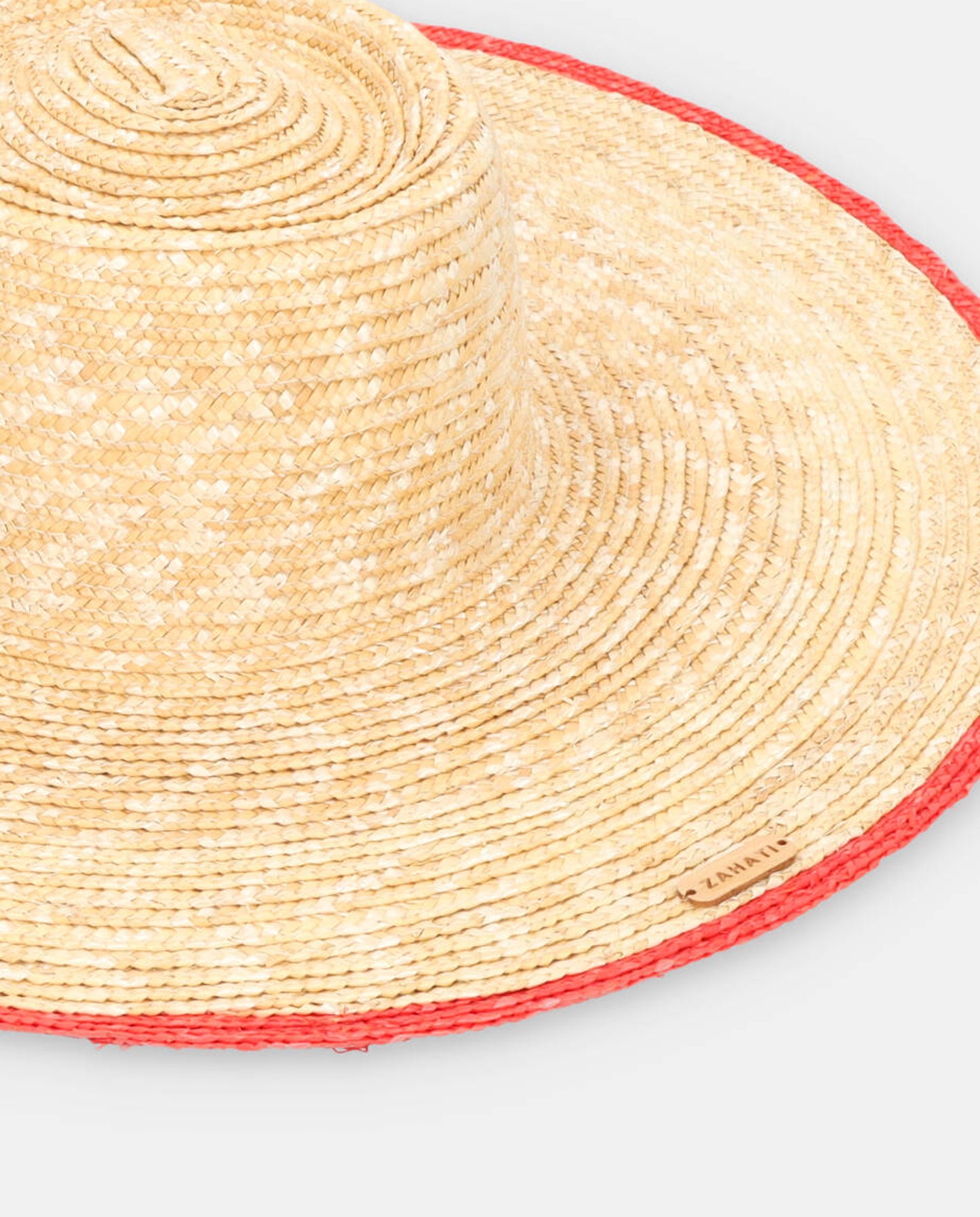Sombrero de Paja Pork-Pie linea roja ala L