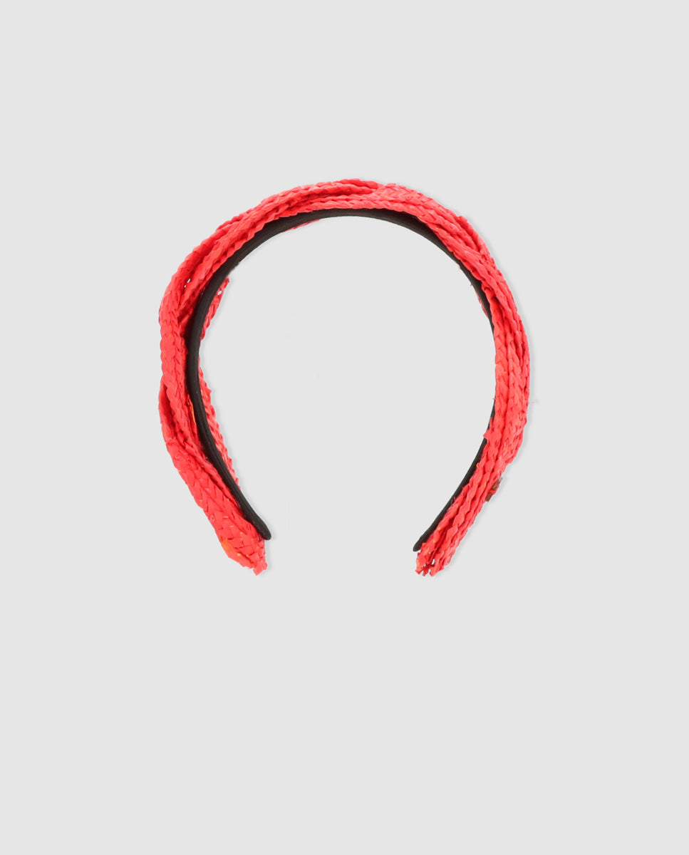 High braided straw headband