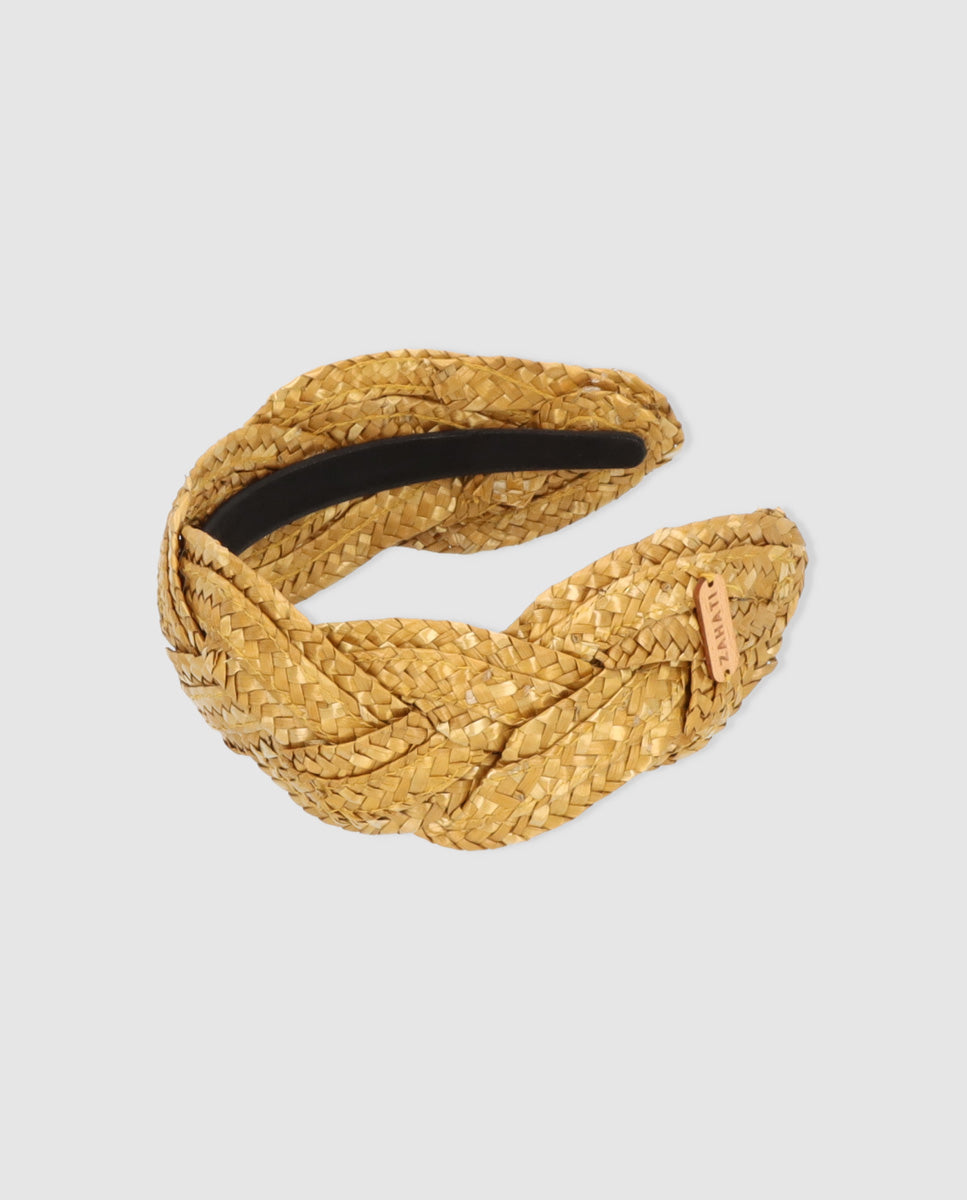 High braided straw headband