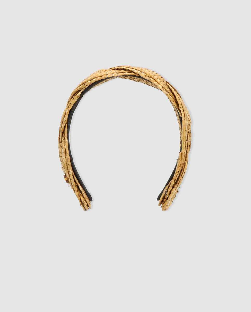 High braided straw headband