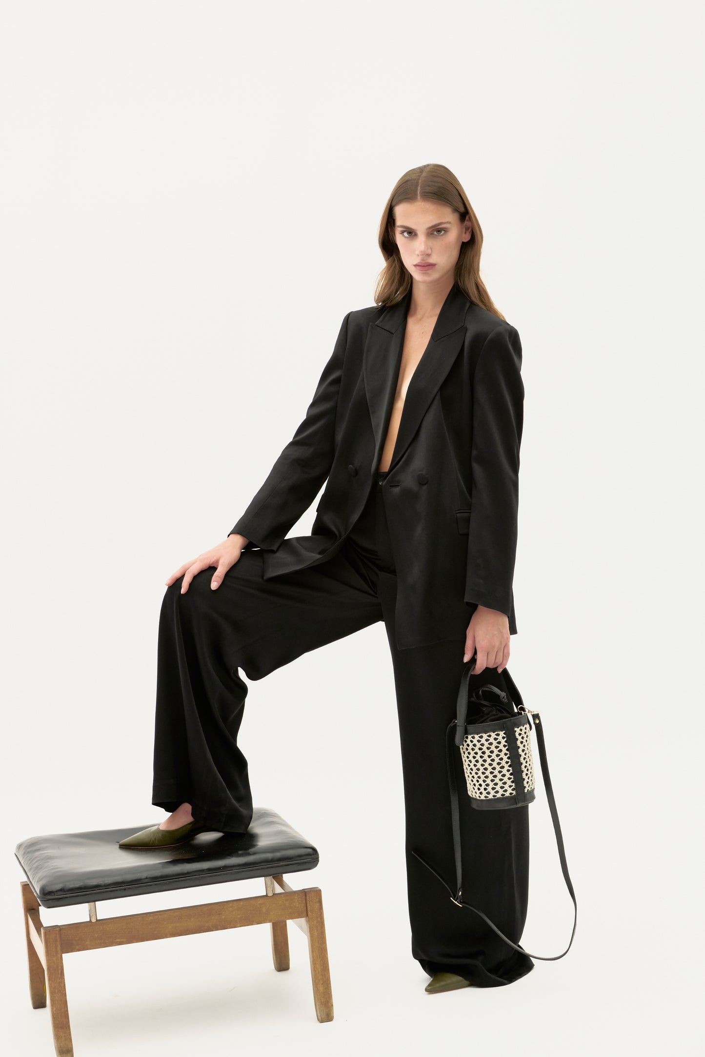 Bolso cubo Zig Zag negro + blanco