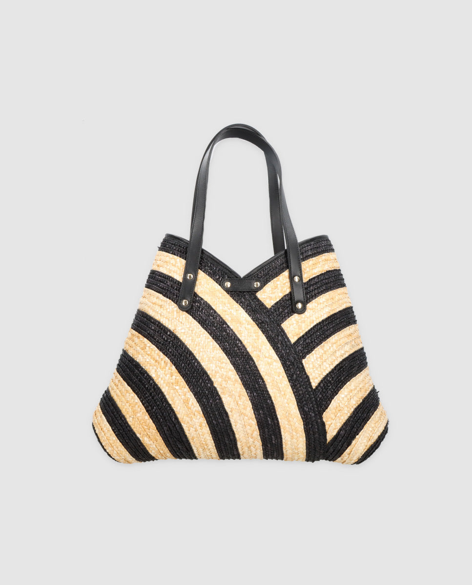 Bolso Tote Maxi Petalo negro-natural