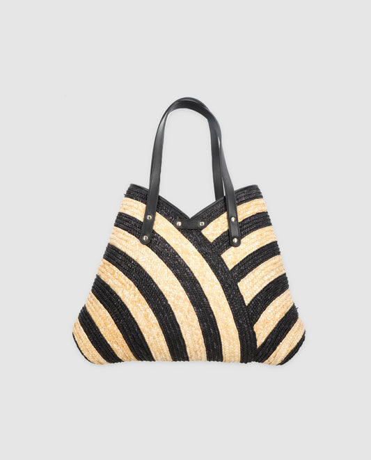 Bolso Tote Maxi Petalo negro-natural
