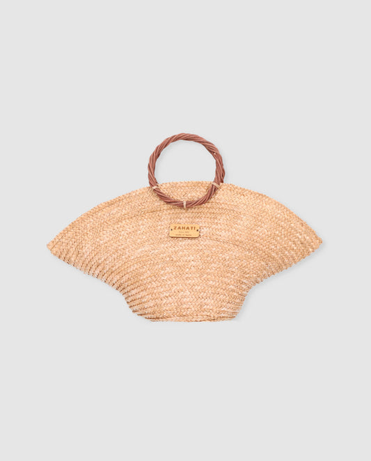 Hatbag Mini de paja de trigo topo