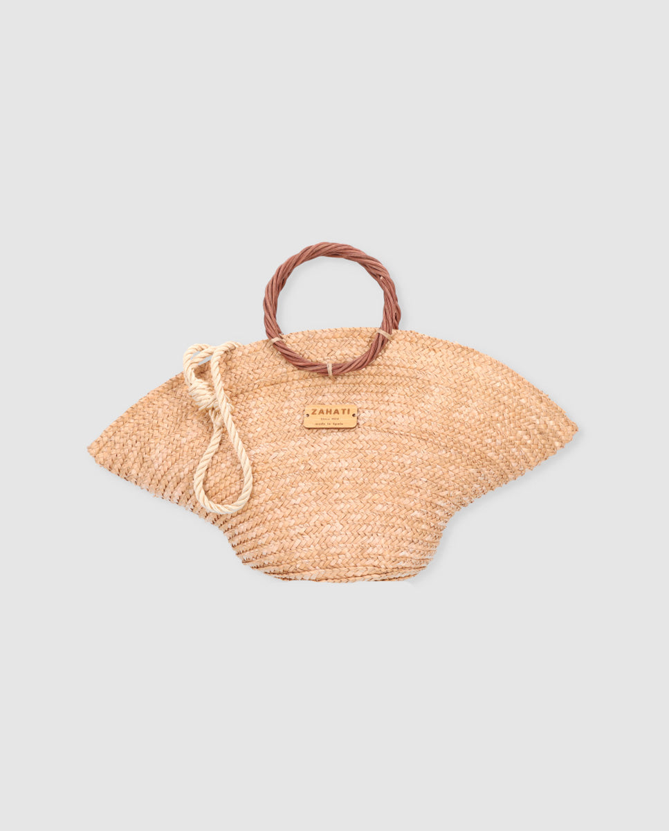 Hatbag Mini de paja de trigo topo