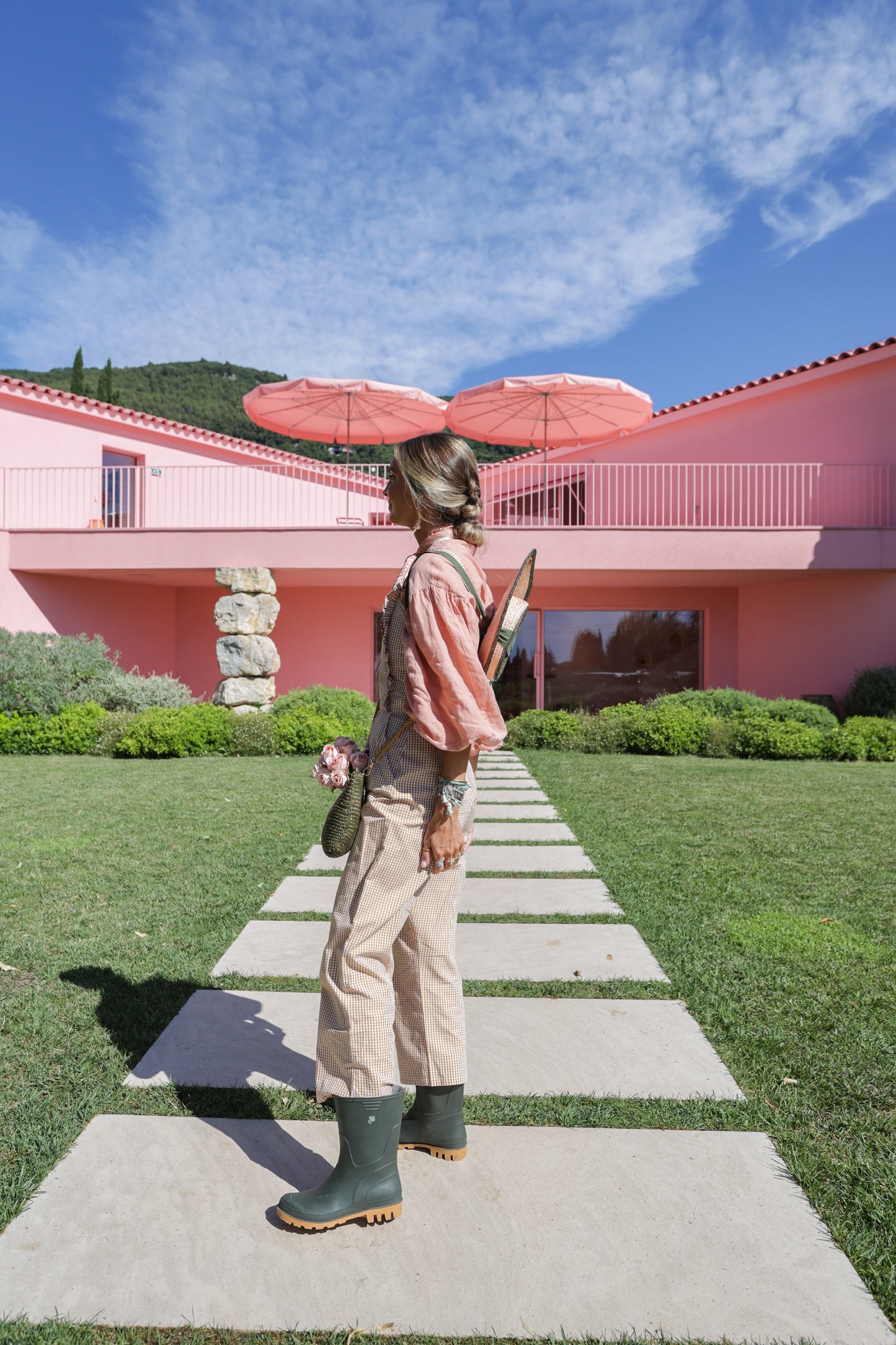 Sombrero Andalusian  Bicolor Nude y Verde Oliva