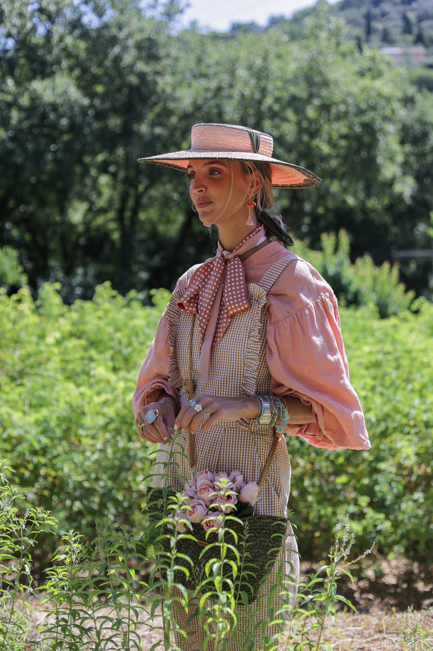Sombrero Andalusian  Bicolor Nude y Verde Oliva