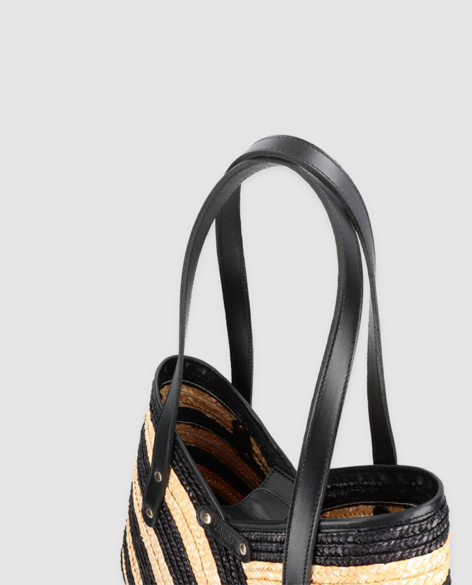 Bolso Tote Maxi Petalo negro-natural