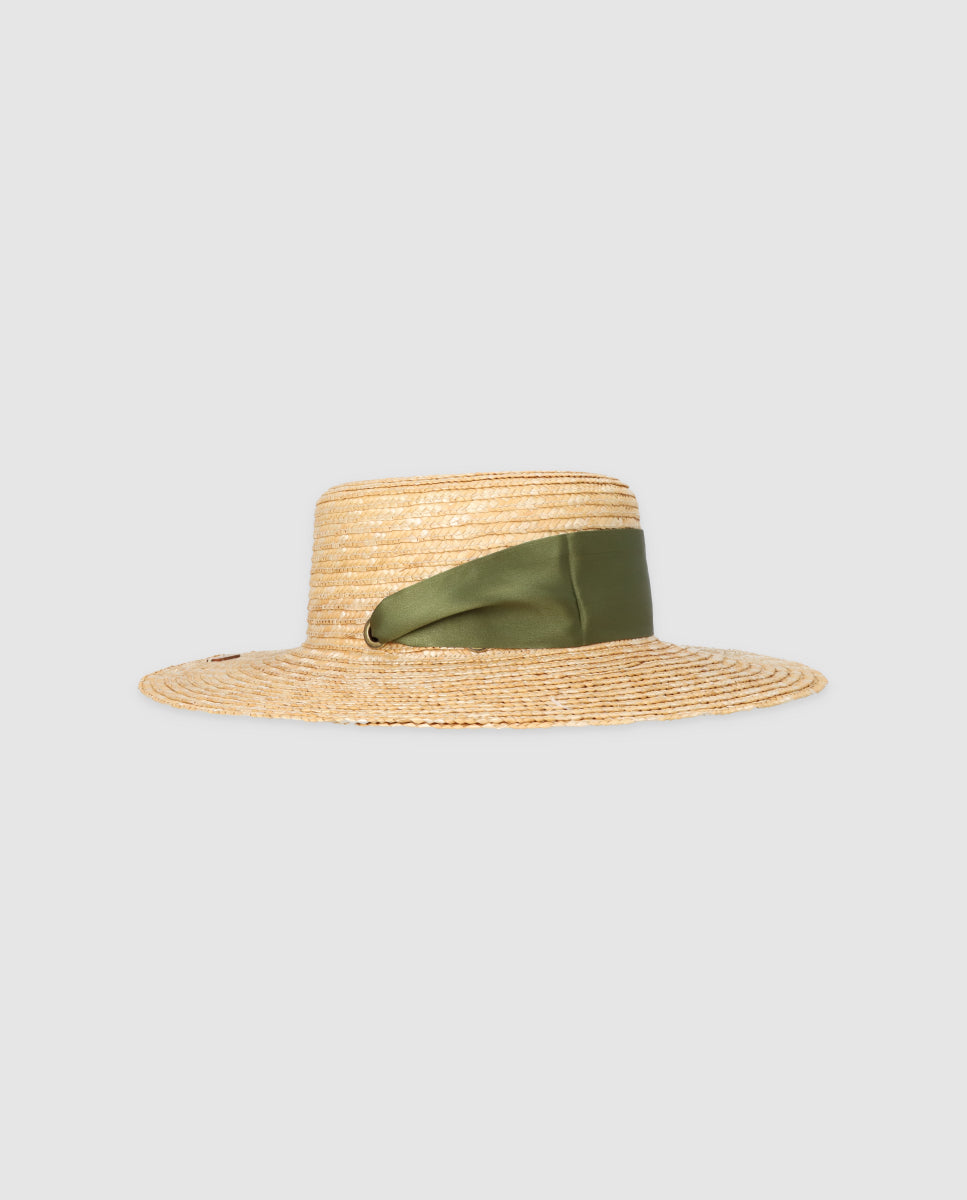 Cinta sombrero seda verde oliva