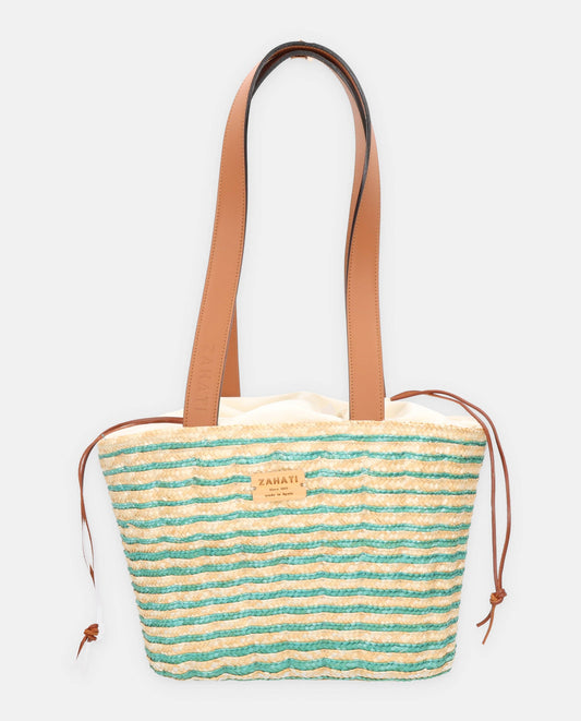 Turquoise spiral shell tote