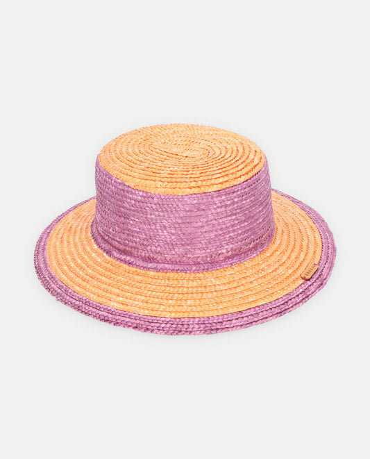 Chapeau Cuchi bicolore orange-violet avec bord S