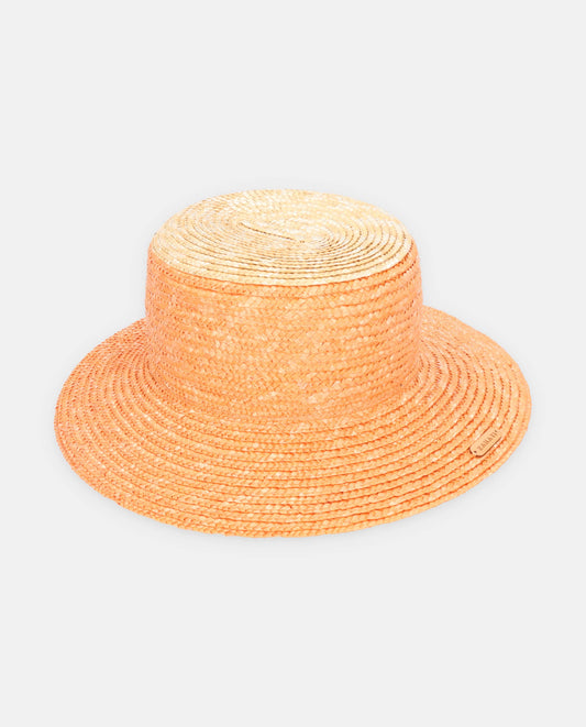Chapeau Cuchi bicolore orange-naturel avec bord S