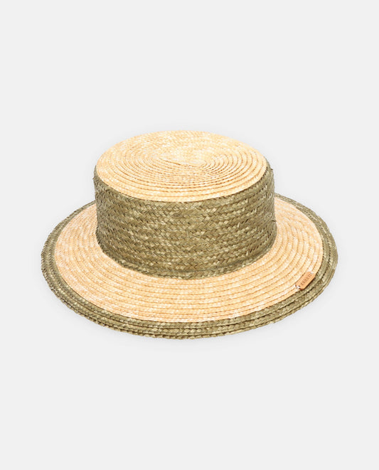 Bicolor olive-natural Cuchi hat with S brim