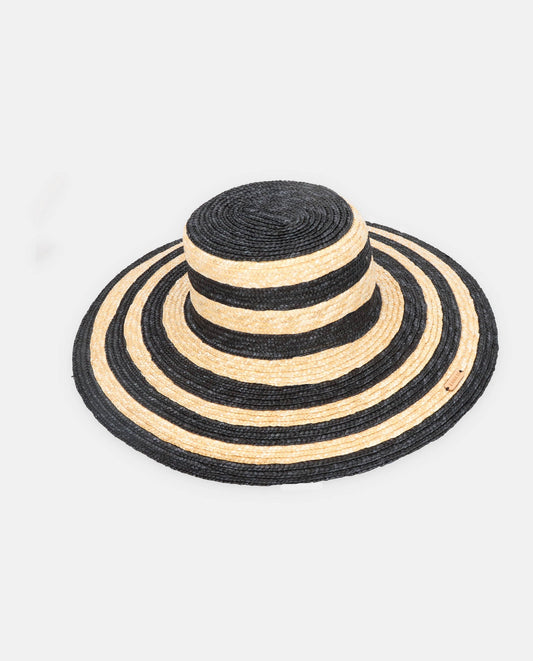 Chapeau Cuchi naturel zèbre-bord noir L