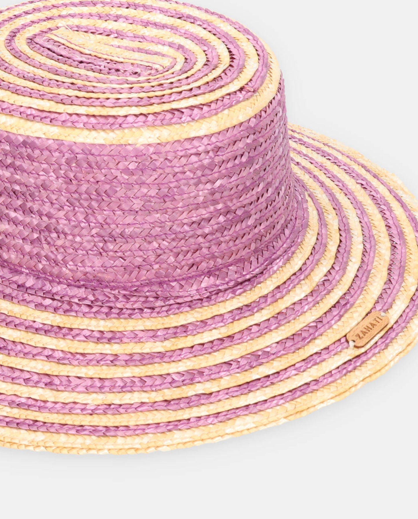 Chapeau Cuchi en spirale violet-naturel avec bord S