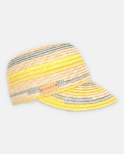 Gorra de paja natural rayas amarilla - ZAHATI