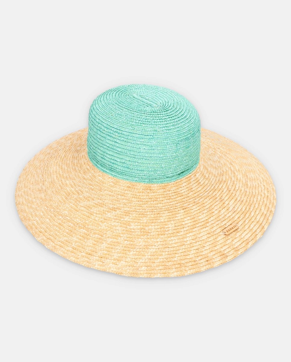Sombrero de Paja Cuchi bicolor verde agua - ZAHATI