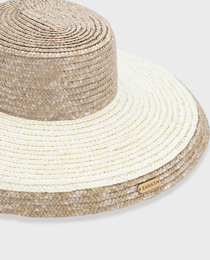Sombrero de paja curvo bicolor - ZAHATI