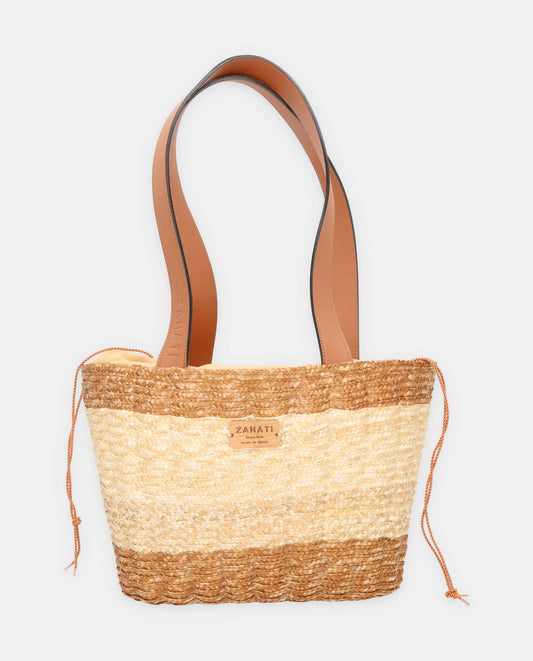 Two-tone camel shell tote
